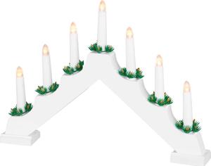 Svietnik MagicHome Vianoce, 7x LED teplá biela, biely, 2xAA, interiér, 39x4,5x29 cm