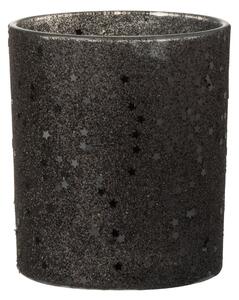 Čierny sklenený svietnik baubles stars black - Ø 9 * 10 cm - J-Line by Jolipa