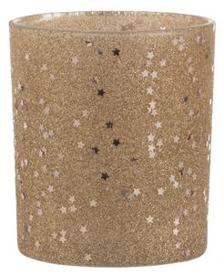 Zlatý sklenený vianočný svietnik baubles stars - Ø 9 * 10 cm - J-Line by Jolipa