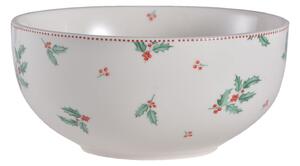 Porcelánová miska s cezmínou Holly Christmas - Ø 14*7 cm / 500 ml - Clayre & Eef