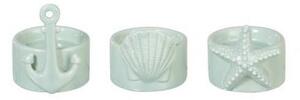 3 ks mintovou keramický svietnik s mušlí, kotvou a hviezdicou - 7 * 8 cm -