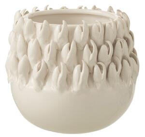 Krémový keramický obal na kvetináč Ibiza white - Ø 15*14cm - J-Line by Jolipa