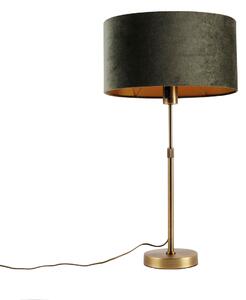 Stolná lampa bronzová s oválnym zamatovým tienidlom zelená 35cm - Parte