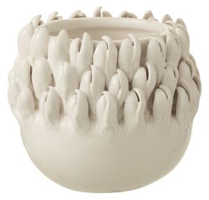 Krémový keramický obal na kvetináč Ibiza white - Ø 13 * 12cm - J-Line by Jolipa