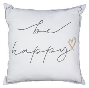 Štvorcový bavlnený vankúš Be happy - 45 * 12 * 45cm - Mars & More