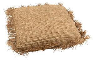 Prírodné lykové podsedák / puf so strapcami Raffia - 88 * 88 * 22cm - J-Line by Jolipa