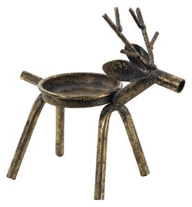 Zlatý antik kovový svietnik Jelen - 16 * 8 * 16 cm - Clayre & Eef