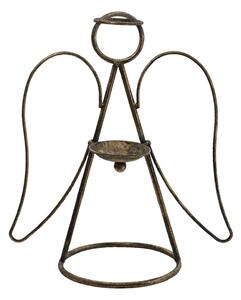 Zlatý antik kovový svietnik Anjel -26*16*21 cm - Clayre & Eef