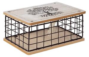 Dreveno-kovový úložný box so stromom a strapcom - 25 * 17 * 11 cm - Clayre & Eef