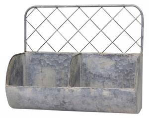 Nástenná plechová polica s patinou a 2 boxy Zinc - 34 * 15 * 28cm - Chic Antique