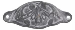 Šedá liatinová úchytka s ornamentovým zdobením - 11*3*4 cm - Chic Antique