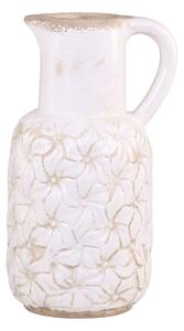 Krémový keramický džbán s kvetmi Colmar - 16 * 14 * 30cm - Chic Antique