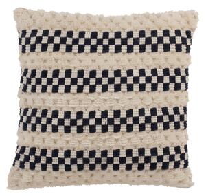 Krémovo - modrý vankúš s kockou Checkers - 45 * 45cm - J-Line by Jolipa