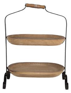 Drevený 2-poschodový oválny etažér Devra - 38*21*50 cm - Clayre & Eef