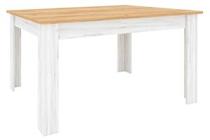 KONDELA Jedálenský stôl, rozkladací, dub craft zlatý/dub craft biely, 135-184x86 cm, SUDBURY