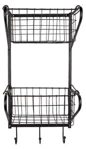Nástenný kovový vešiak s košíkmi Bettie - 31*22*63 cm - Clayre & Eef
