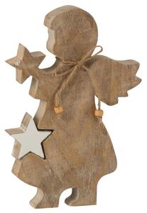 Drevený anjel s vyberací hviezdou - 15 * 2,5 * 23cm - J-Line by Jolipa