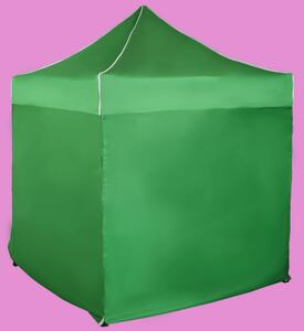 Rýchlorozkladací nožnicový stan 2x2m – oceľový, Zelená, 4 bočné plachty