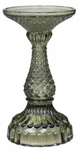 Zelený sklenený svietnik Diamond - Ø 9*17 cm - Chic Antique