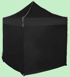 Rýchlorozkladací nožnicový stan 2x2m – oceľový, Čierna, 4 bočné plachty