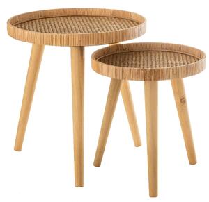 Set 2ks okrúhlych ratanových stolíkov s výpletom Boom - Ø 51*54cm - J-Line by Jolipa