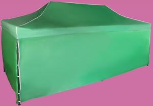 Rýchlorozkladací nožnicový stan 3x6m – oceľový, Zelená, 4 bočné plachty