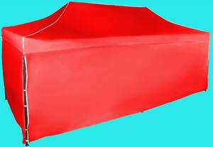 Rýchlorozkladací nožnicový stan 3x6m – oceľový, Červená, 4 bočné plachty