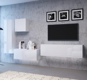 TV komoda VIVO VI 3 LED 140 cm, biela lesklá