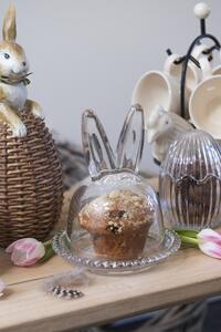 Sklenený podnos s poklopom a uškami Rabbit - Ø 14*16 cm - Clayre & Eef