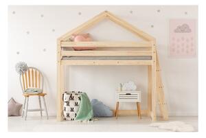 Domčeková vyvýšená detská posteľ z borovicového dreva 80x160 cm v prírodnej farbe Mila DMPBA – Adeko