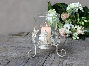 Kovový krémový vintage svietnik Butterfly - Ø19*21cm - Chic Antique