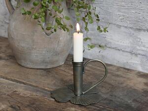 Bronzový antik svietnik na úzku sviečku Leaves - 13*12*9cm - Chic Antique