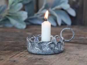 Zinkový antik svietnik na úzku sviečku Hearts - Ø 11*5cm - Chic Antique