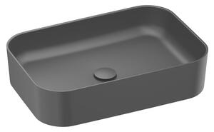 Umývadlo na dosku Ravak Ceramic Slim 55x37 cm čierna mat bez otvoru pre batériu, bez prepadu XJX0D155001