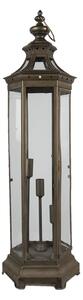 Bronzová antik stolná lampa v tvare lucerny - 29*25*79 cm / 3*E14 - Clayre & Eef