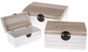 Sada dekoračných úložných boxov Wood, 3 ks