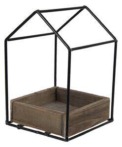 Kovová polička na kvety v tvare domčeka - 15*15*23 cm - Clayre & Eef
