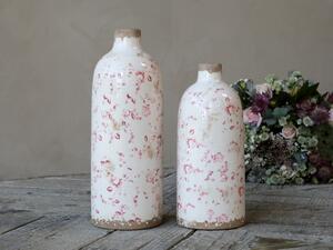 Keramická dekoračná váza s ružovými kvetmi Floral Cannes - Ø 11*26cm - Chic Antique