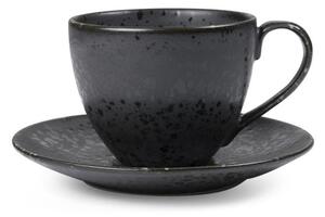 Čierna kameninová šálka s tanierikom Bitz Mensa