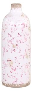Keramická dekoračná váza s ružovými kvetmi Floral Cannes - Ø 11*31cm - Chic Antique