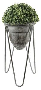Šedý antik kovový stojan na kvety - Ø 23*40 cm - Clayre & Eef