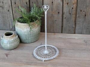 Biely kovový stojan na kuchynské utierky s ozdobou Fill - Ø 16*33 cm - Chic Antique