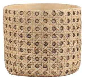 Hnedý obal na kvetináč s prúteným vzorom Corte - Ø 13,5*11,5cm - Chic Antique