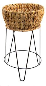 Stojan na kvety s kvetináčom z vodného hyacintu - Ø 28*53 cm - Clayre & Eef