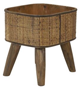 Hnedý drevený kvetináč s výpletom na nôžkach Canya - 32*29*34cm - Light & Living