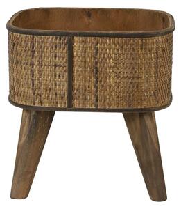Hnedý drevený kvetináč s výpletom na nôžkach Canya - 32*29*34cm - Light & Living