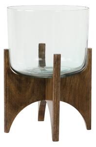 Sklenená váza/svietnik na drevenej nohe Jace - Ø31*43 cm - Light & Living
