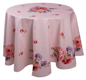 Ružový okrúhly obrus na stôl s ružami Dotty Rose - Ø 170 cm - Clayre & Eef