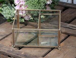 Sklenená šperkovnica s mosadzným antik lemom Vionie - 20*15*12 cm - Chic Antique