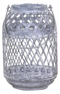 Sivá plechová antik lampáš Ornion - Ø12*18cm - Chic Antique